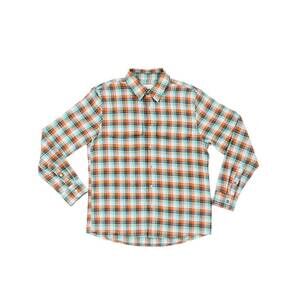NEW ARIKO men's summer softy plaid shirt in green/orange
